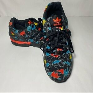 𝅺adidas Color Block sneakers: black, red, yellow, and blue. Size 6